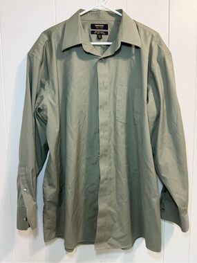 Murano Gold Label Men’s Long-Sleeve Dress Shirt Olive Green Size 17 35